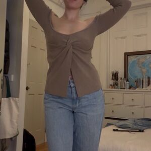 Abercrombie Brown Knotted Sweater Top